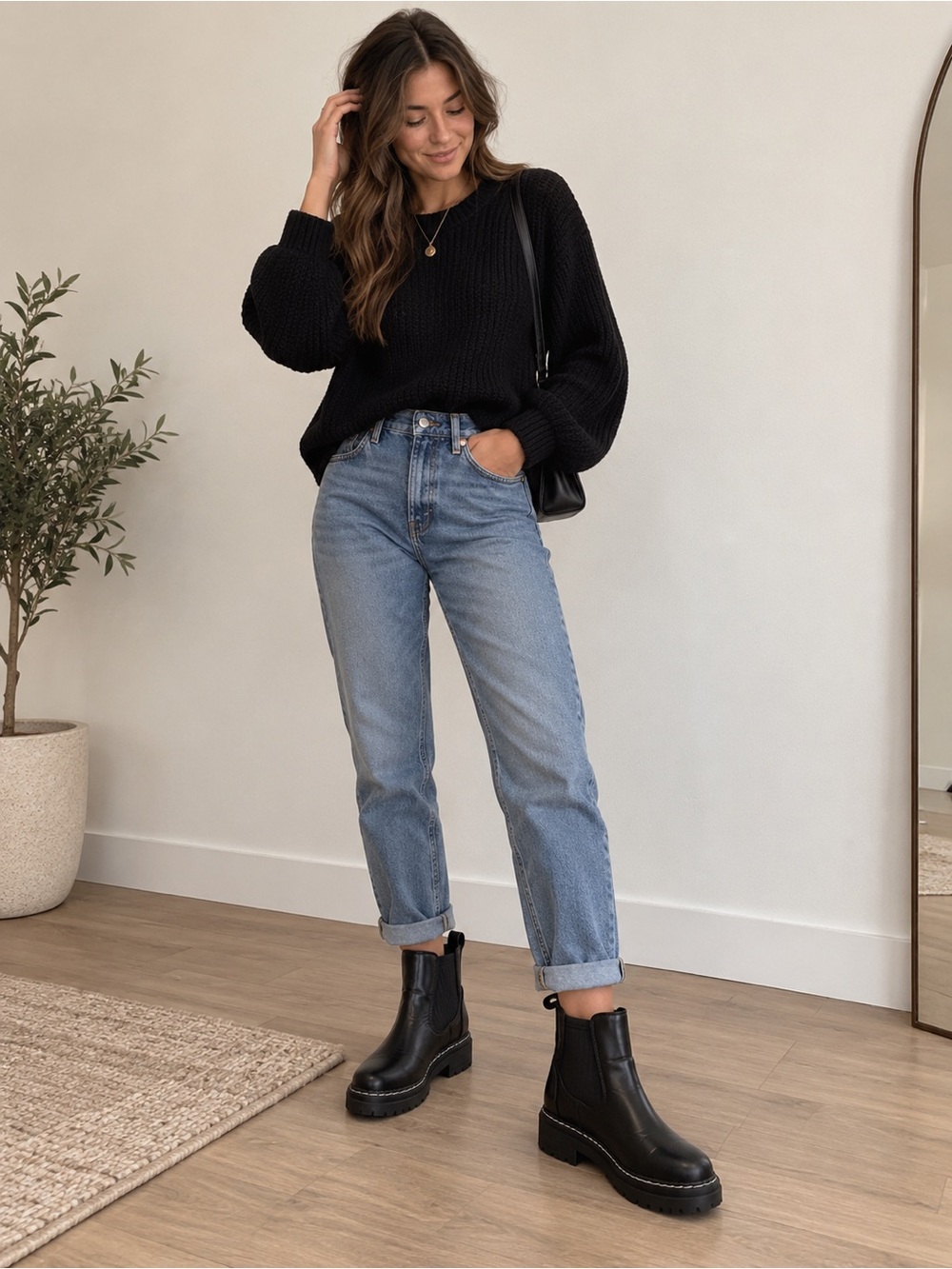 Sam & Libby Black Chelsea Boots Women’s 7.5 Chunky Lug Sole Ankle Boots